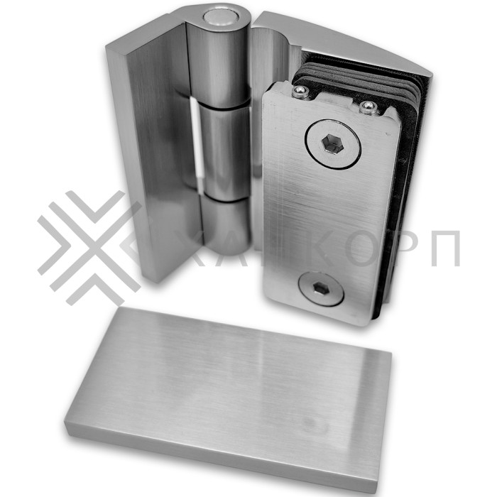 Петля Европа FDP-118 стена-стекло 90° с крышками, латунь/матовый