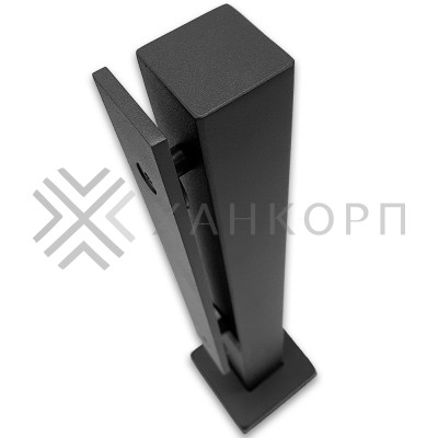 Стойка FOS-07(82) для стекла напольная 78х400 мм (крышка 82х82 мм) со сверлением, нержавейка/черный