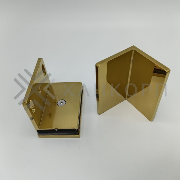 Коннектор Пегас FDK-131, 90*55 мм, стена-стекло 90° латунь/золото