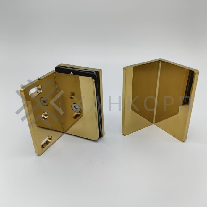 Коннектор Пегас FDK-131, 90*55 мм, стена-стекло 90° латунь/золото