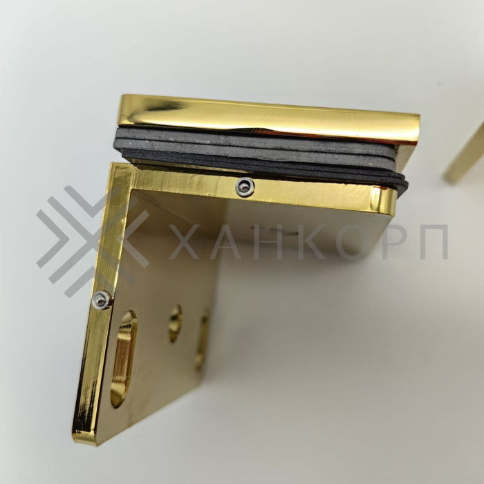 Коннектор Пегас FDK-131, 90*55 мм, стена-стекло 90° латунь/золото