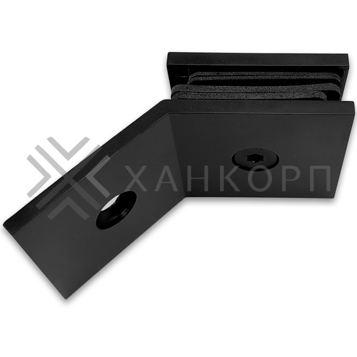 Коннектор Альфа α FDK-17 стена-стекло 135˚ с пластиной, нержавейка/черный