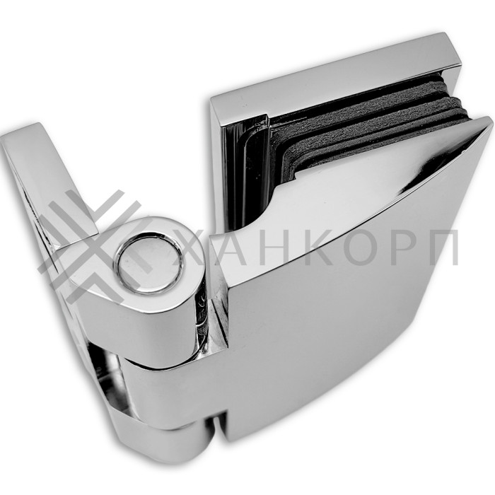 Петля Европа FDP-118 стена-стекло 90° с крышками, латунь/хром