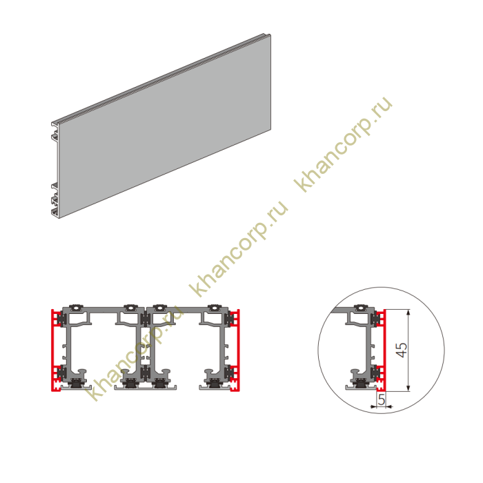 Крышка трека FDS-192.2 боковая для раздвижной системы FDS-19, длина 2м, алюминий/черный