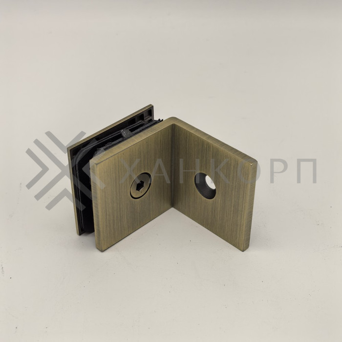 Коннектор Бета β FDK-23 стена-стекло 90˚ с пластиной, нержавейка/бронза