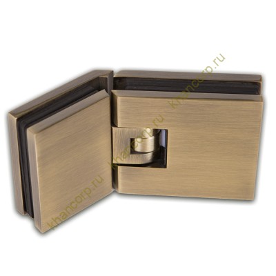 Петля Афродита FDP-234 стекло-стекло 135° с крышками, латунь/бронза