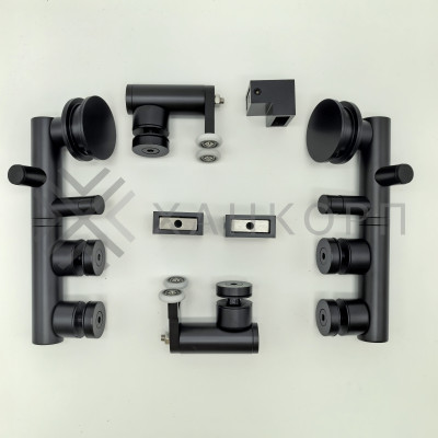 Комплект раздвижной системы Клио FDS-105 c двумя рельсами, для трубы 30х10, нержавейка/черный