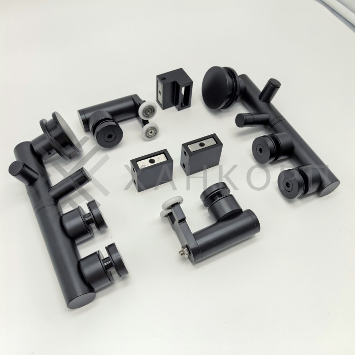 Комплект раздвижной системы Клио FDS-105 c двумя рельсами, для трубы 30х10, нержавейка/черный