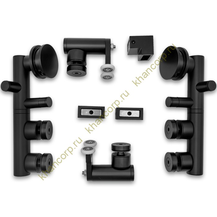 Комплект раздвижной системы Клио FDS-105 c двумя рельсами, для трубы 30х10, нержавейка/черный