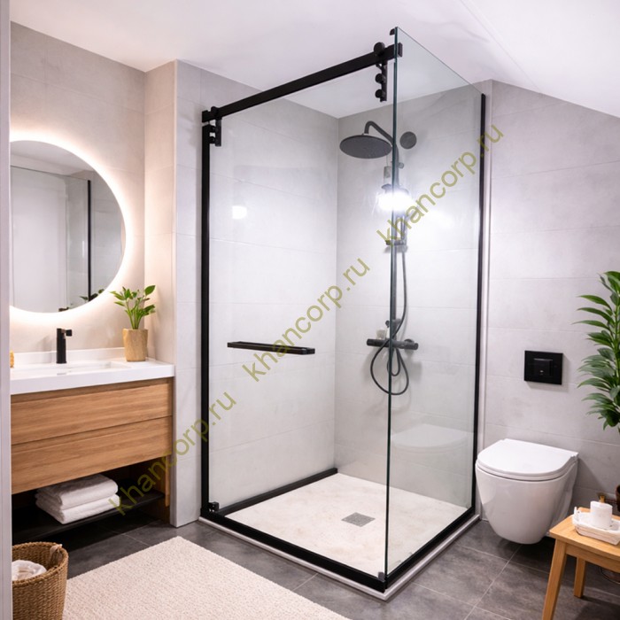 Комплект раздвижной системы Клио FDS-105 c двумя рельсами, для трубы 30х10, нержавейка/черный