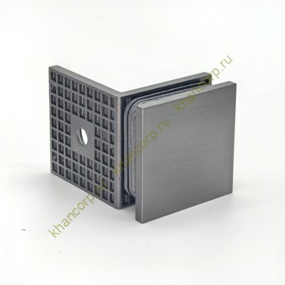 Коннектор Альфа FDK-13 стена-стекло 90˚ с пластиной, нержавейка/оружейная сталь