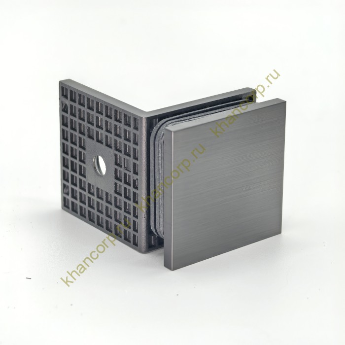 Коннектор Альфа FDK-13 стена-стекло 90˚ с пластиной, нержавейка/оружейная сталь