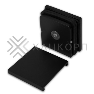 Коннектор Пегас FDK-112 пол-стена-стекло с крышкой, латунь/черный