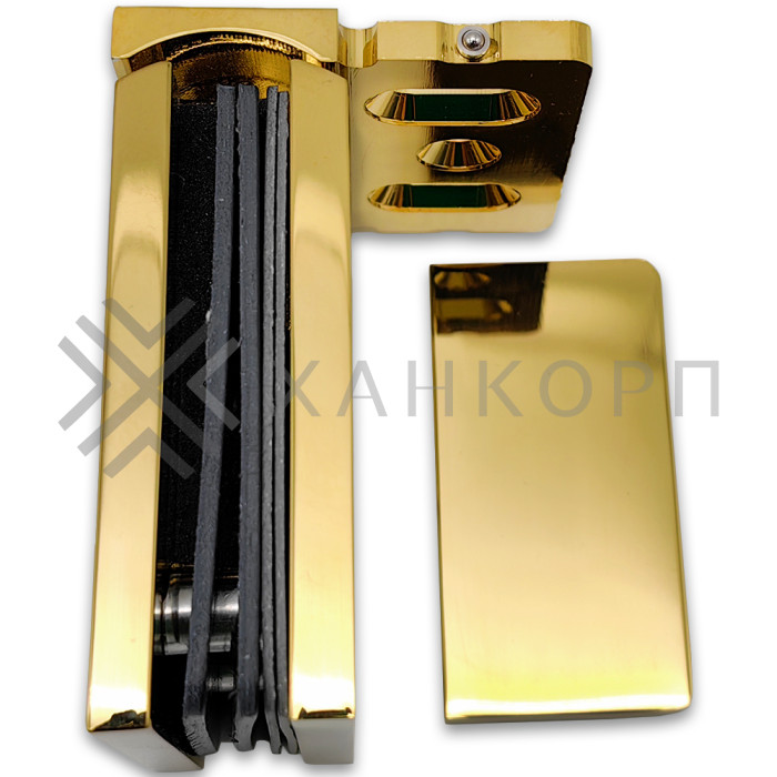 Петля Сирена FDP-210 стена-стекло 90˚ с боковым креплением, латунь/золото