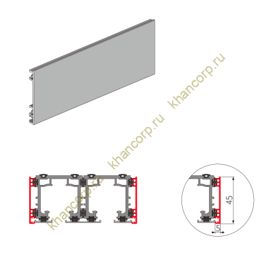 Крышка трека FDS-192.4 боковая для раздвижной системы FDS-19, длина 4м, алюминий/черный