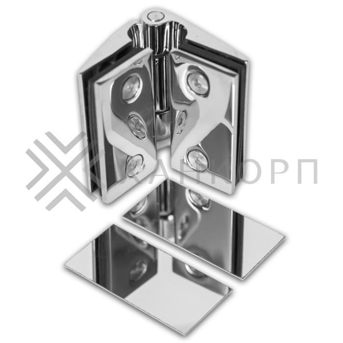 Петля Европа FDP-111 стекло-стекло 180˚ с накладкой, нержавейка/полированный