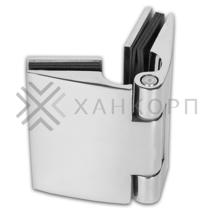 Петля Европа FDP-111 стекло-стекло 180˚ с накладкой, нержавейка/полированный