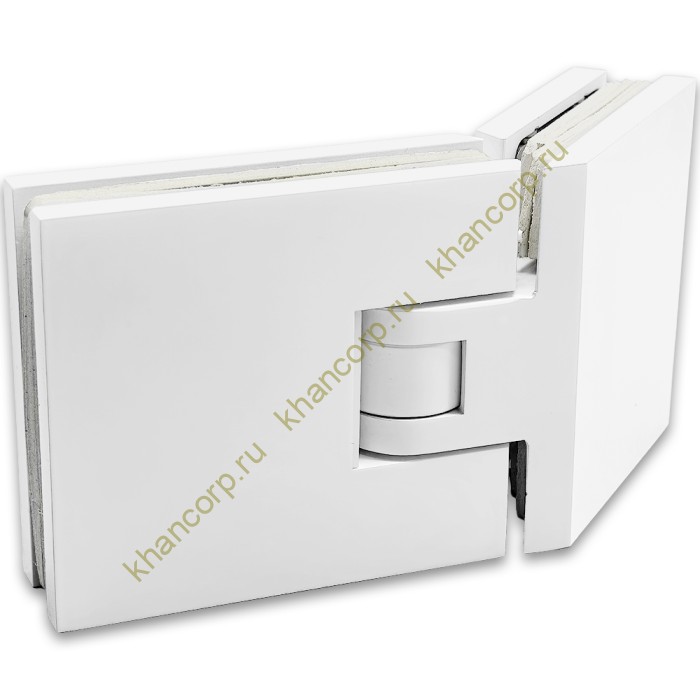 Петля Афродита FDP-234 стекло-стекло 135° с крышками, латунь/белый