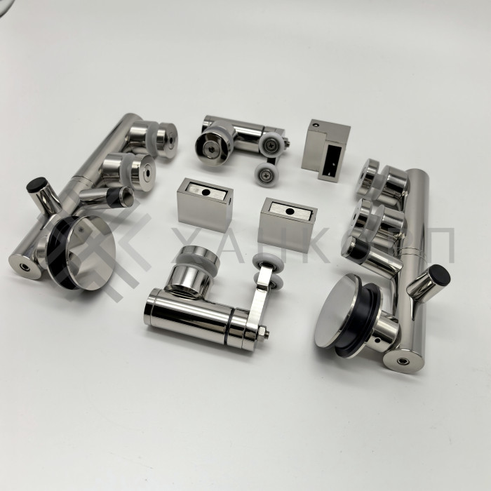 Комплект раздвижной системы Клио FDS-105 c двумя рельсами, для трубы 30х10, нержавейка/полированный