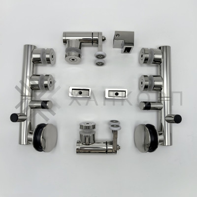 Комплект раздвижной системы Клио FDS-105 c двумя рельсами, для трубы 30х10, нержавейка/полированный