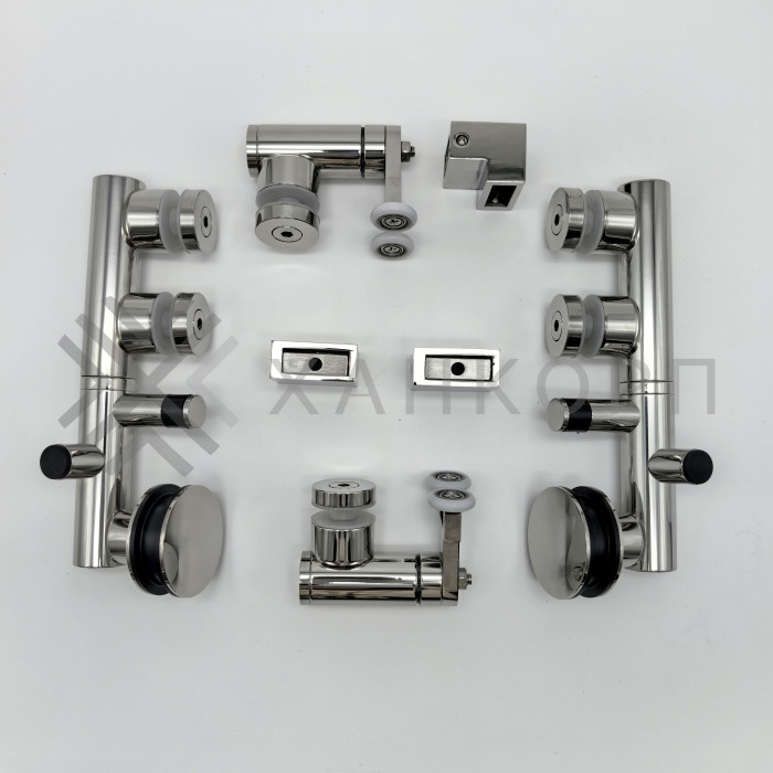 Комплект раздвижной системы Клио FDS-105 c двумя рельсами, для трубы 30х10, нержавейка/полированный