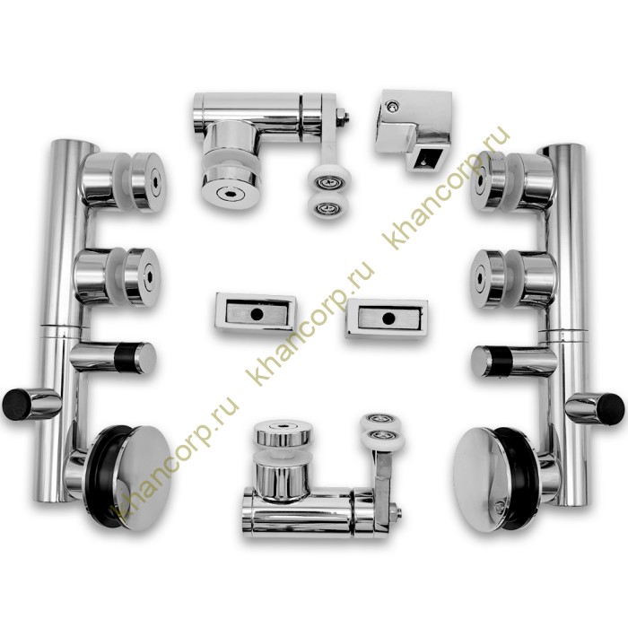 Комплект раздвижной системы Клио FDS-105 c двумя рельсами, для трубы 30х10, нержавейка/полированный