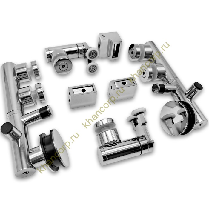 Комплект раздвижной системы Клио FDS-105 c двумя рельсами, для трубы 30х10, нержавейка/полированный