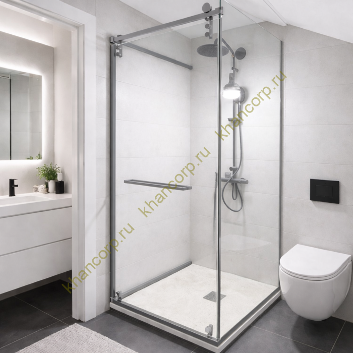 Комплект раздвижной системы Клио FDS-105 c двумя рельсами, для трубы 30х10, нержавейка/полированный