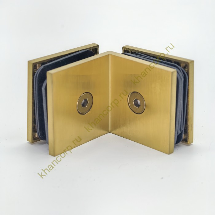 Коннектор для стекла Альфа FDK-14 стекло-стекло 90°, нержавейка/брашированное золото