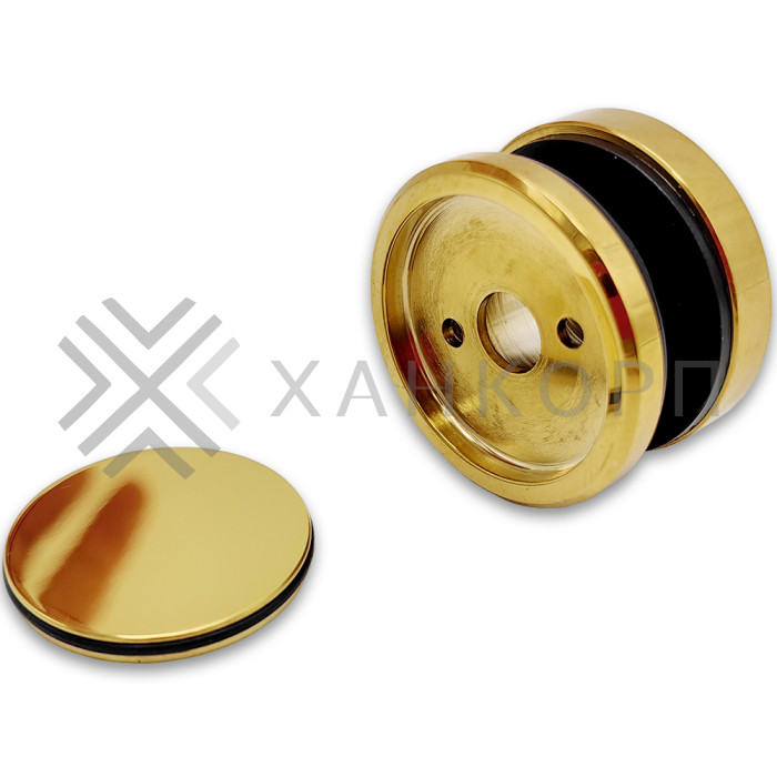 Точечное крепление FKK-34, 6 мм с крышкой без зенковки O35 мм для стекла 10-12 мм, нержавейка/золото