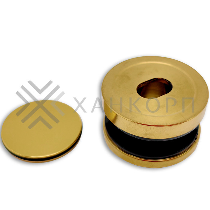 Точечное крепление FKK-34, 6 мм с крышкой без зенковки O35 мм для стекла 10-12 мм, нержавейка/золото