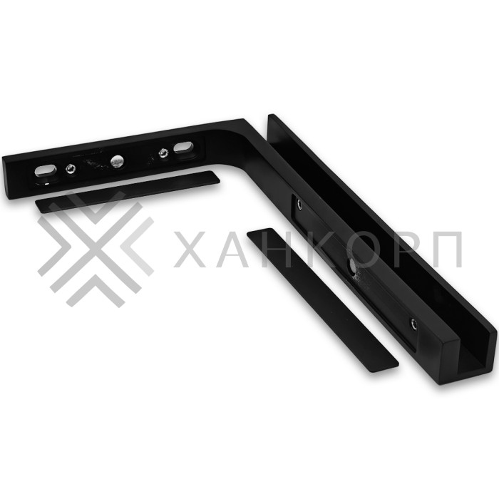 Угловой стабилизатор Диор FDK-5L стена-стекло 90˚ левый, нержавейка/черный