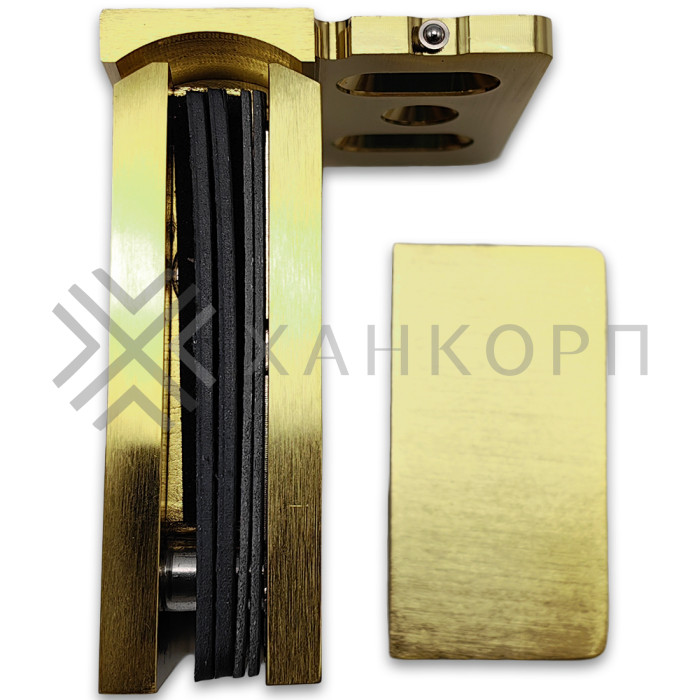 Петля Сирена FDP-210 стена-стекло 90˚ с боковым креплением, латунь/брашированное золото