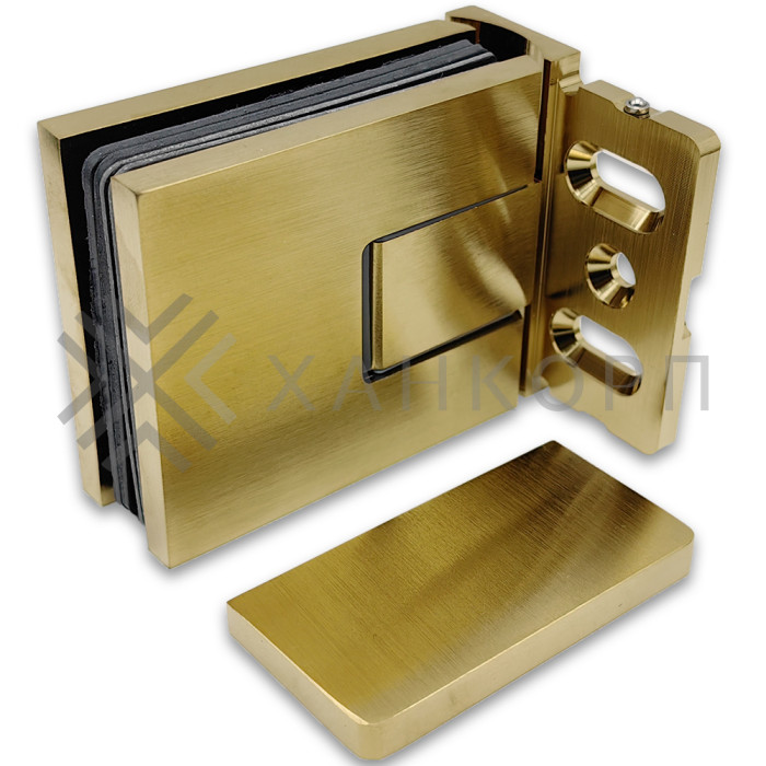 Петля Сирена FDP-210 стена-стекло 90˚ с боковым креплением, латунь/брашированное золото