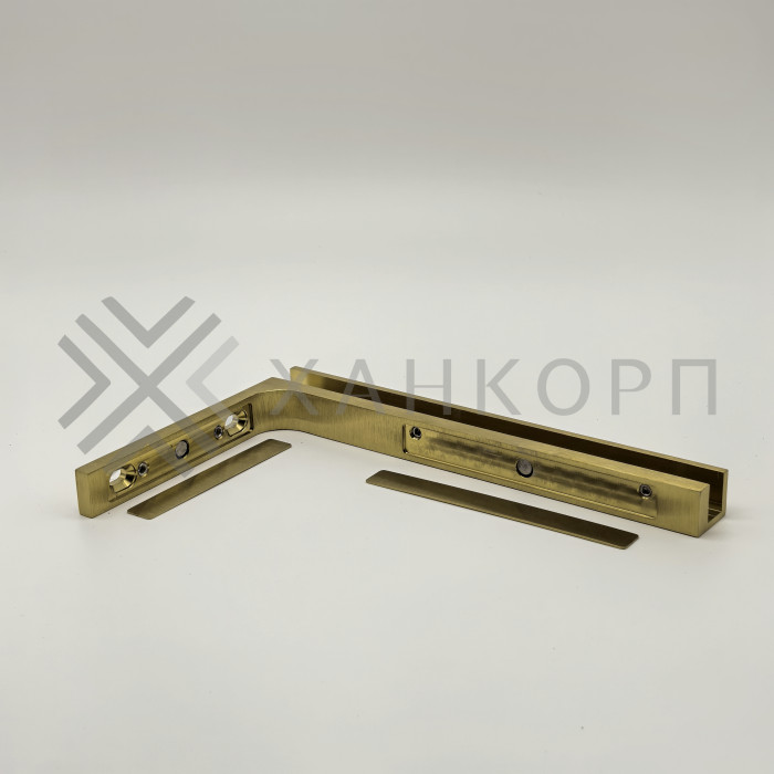 Угловой стабилизатор Диор FDK-5L стена-стекло 90˚ левый, нержавейка/брашированное золото