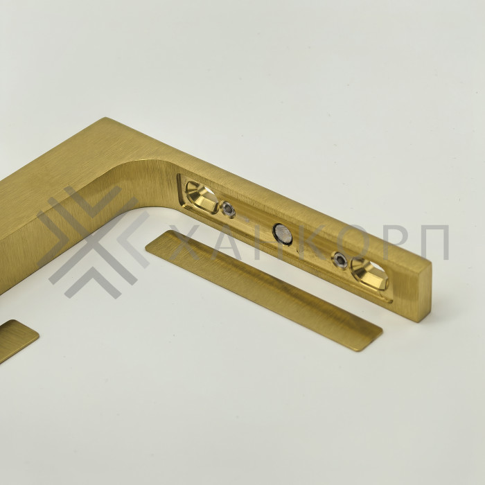 Угловой стабилизатор Диор FDK-5L стена-стекло 90˚ левый, нержавейка/брашированное золото