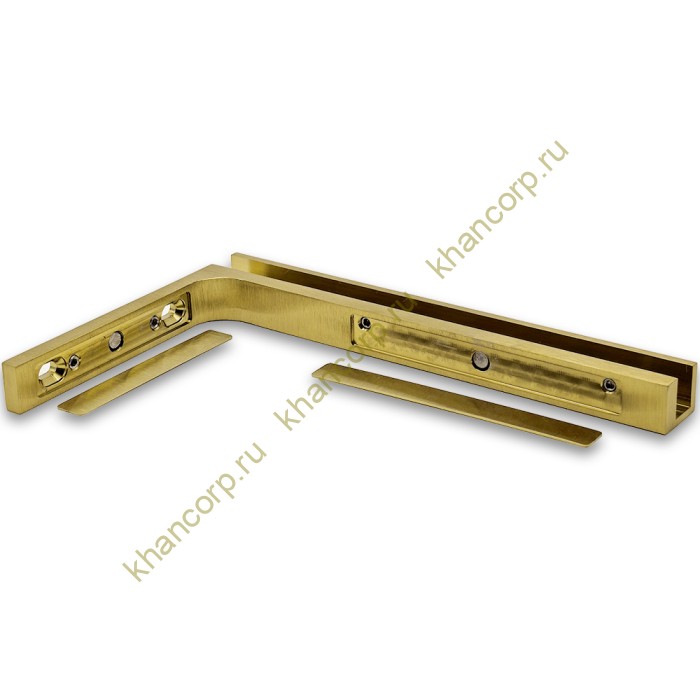 Угловой стабилизатор Диор FDK-5L стена-стекло 90˚ левый, нержавейка/брашированное золото