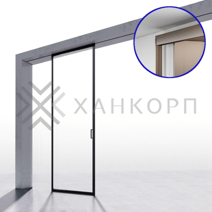 Комплект раздвижной системы DSK-190.1.3 AL/BL на 1 дверь (1+0) крепление на стену, алюминий/черный
