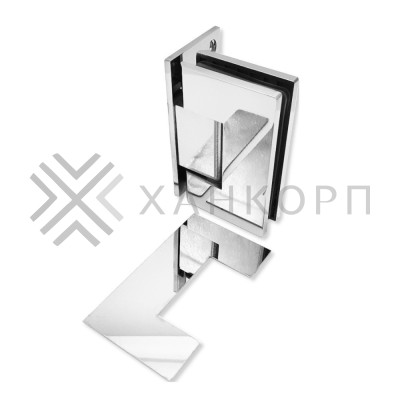 Петля Альфа FDP-15 стена-стекло с боковым креплением с накладкой, нержавейка/полированный