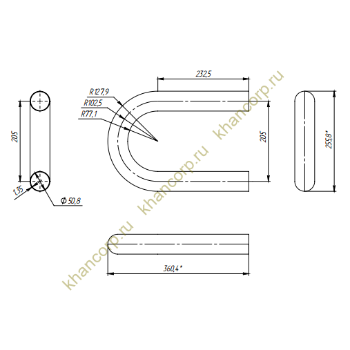Окончание поручня пандуса FOP-50.05 для трубы O50.8, GRIT 600, нержавейка/матовый