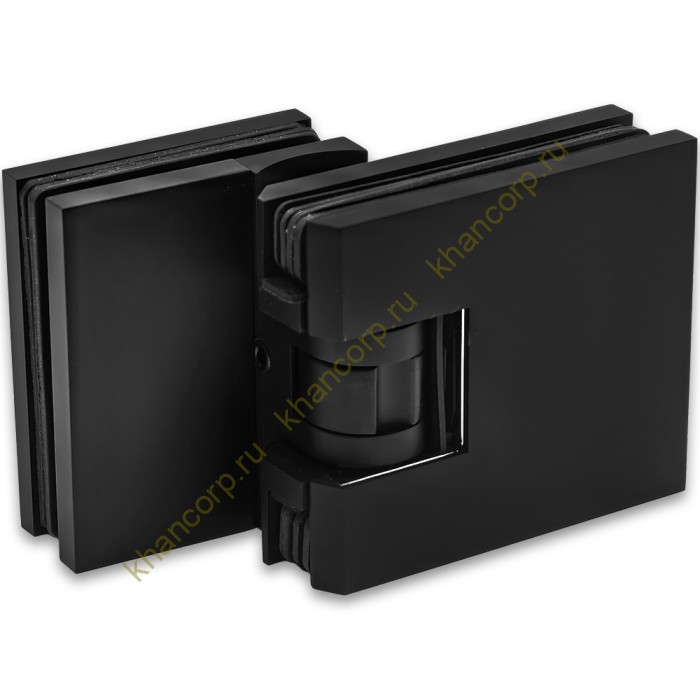 Петля Афродита FDP-233 стекло-стекло 90° с крышками, латунь/черный