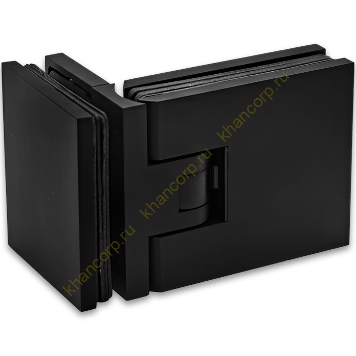 Петля Афродита FDP-233 стекло-стекло 90° с крышками, латунь/черный