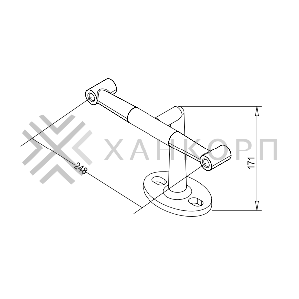 Двойное крепление рутеля FN-111 к стене M14, нержавейка/матовый