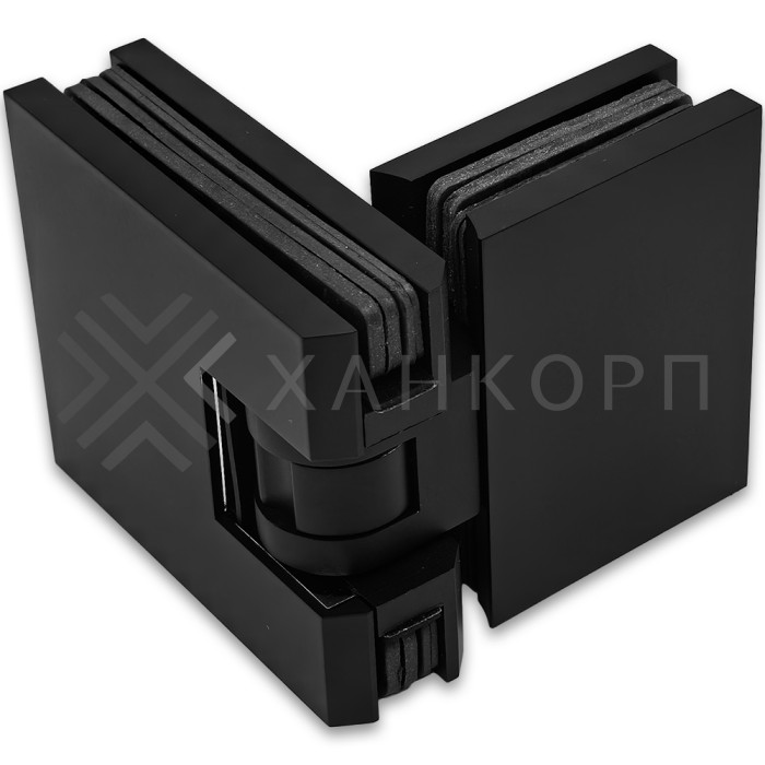 Петля Афродита FDP-232, стекло-стекло 180° с крышками, латунь/черный