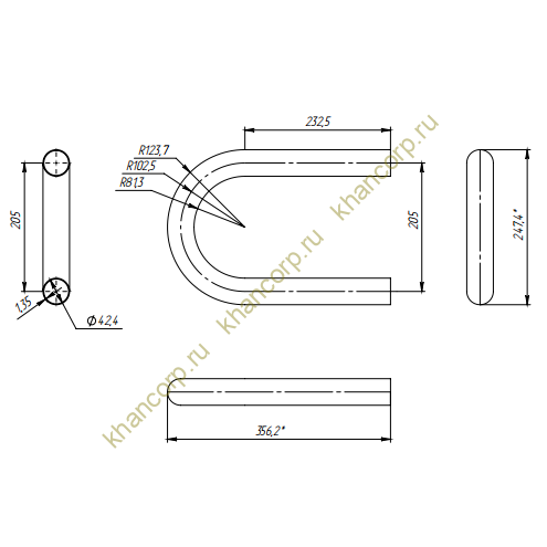 Окончание поручня пандуса FOP-42.05 для трубы O42.4, GRIT 600, нержавейка/полированный