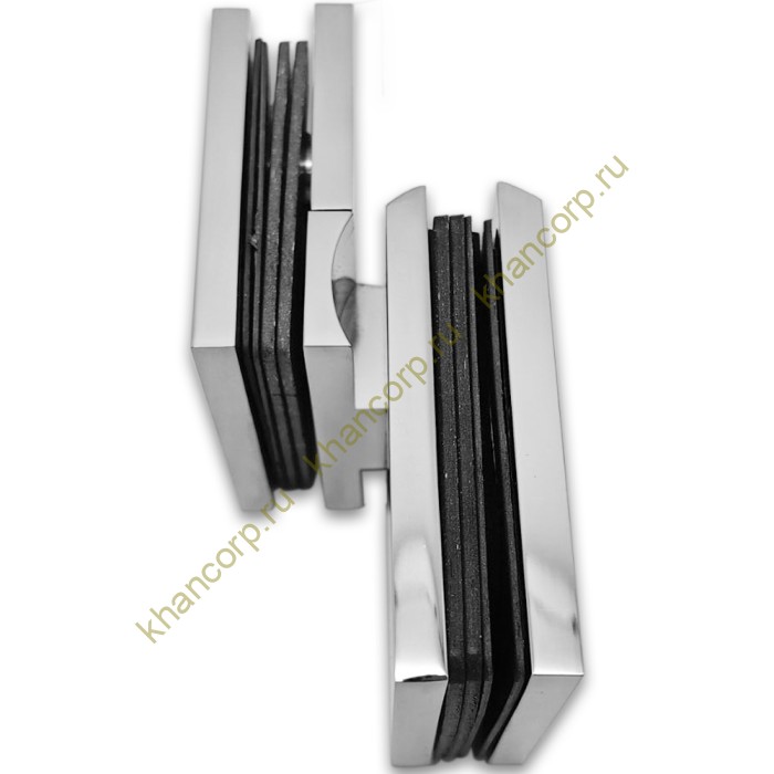 Петля Афродита FDP-233 стекло-стекло 90° с крышками, латунь/хром