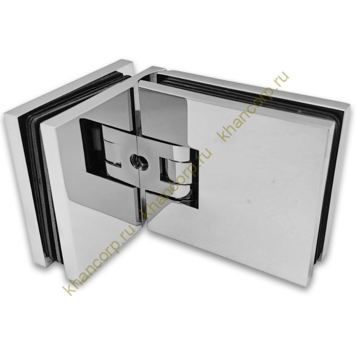 Петля Афродита FDP-233 стекло-стекло 90° с крышками, латунь/хром