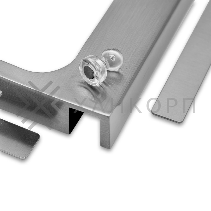 Угловой стабилизатор Диор FDK-5L стена-стекло 90˚ левый, нержавейка/матовый