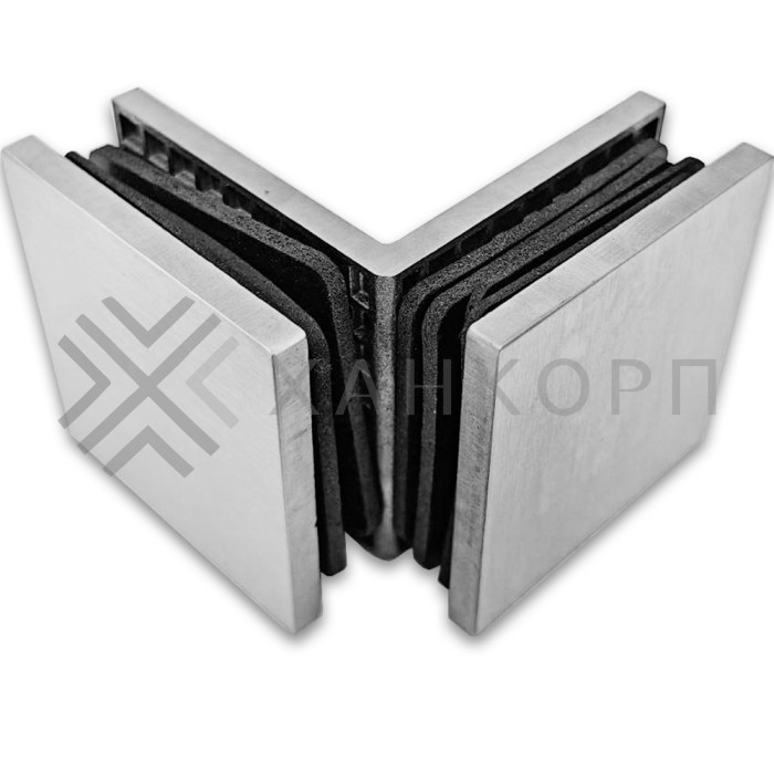 Коннектор Альфа FDK-14 стекло-стекло 90˚ нержавейка/матовый