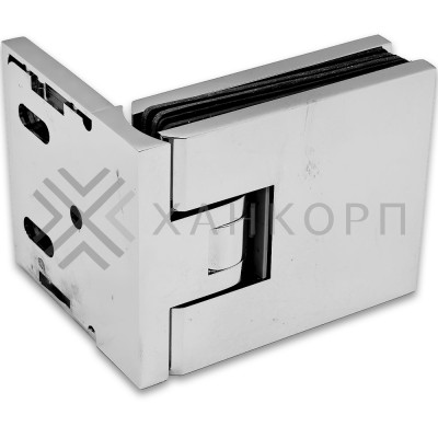 Петля Афродита FDP-230, стена-стекло 90° с крышками, латунь/хром